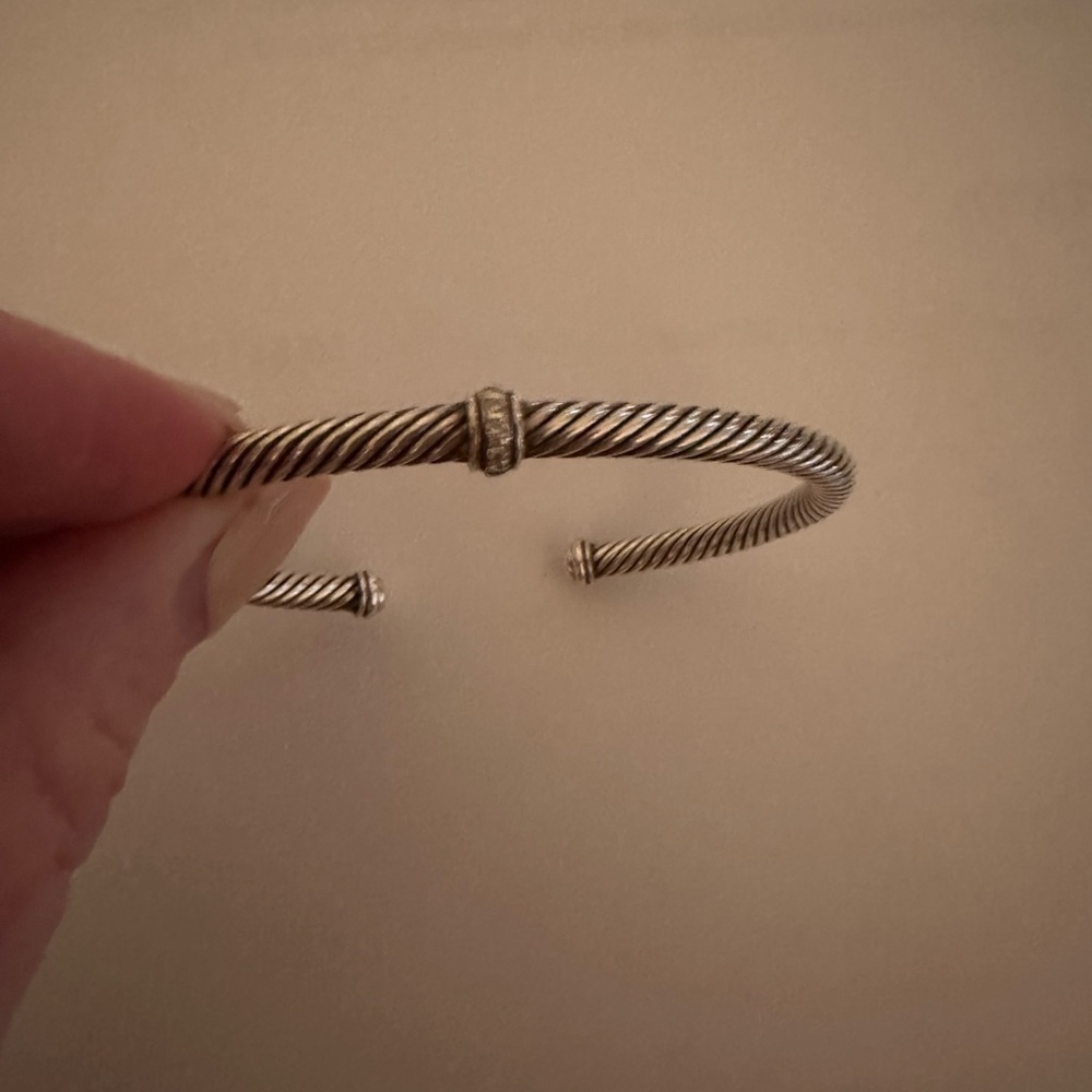 David Yurman 4mm Cable Station Bracelet w/ Diamonds